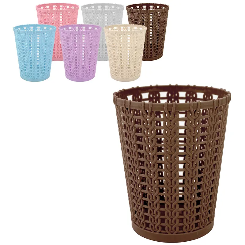 ORGANIZADOR DE PLASTICO REDONDO RATTAN TRAMA COLORS 12X10CM DE Ø
