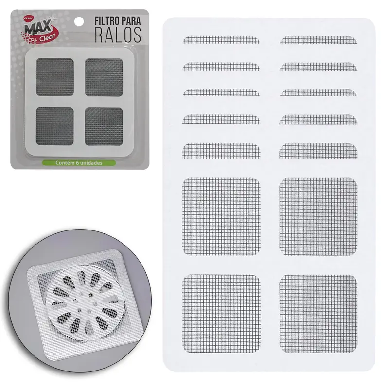 FILTRO ADESIVO DE FIBRA DE VIDRO QUADRADO PARA RALO MAX CLEAN COM 6 PECAS 10X10CM