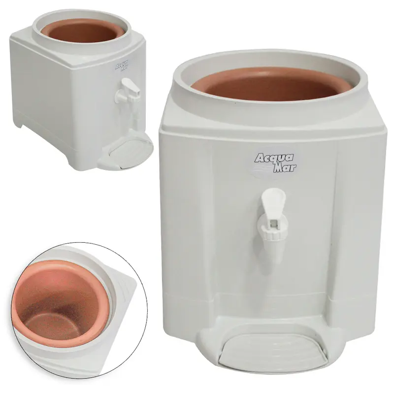 SUPORTE DE PLASTICO PARA GALAO DE AGUA COM TORNEIRA E CUBA DE BARRO ACQUAPLUS BRANCO PING