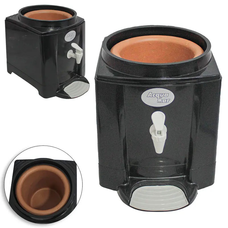 SUPORTE DE PLASTICO P/GALAO DE AGUA COM TORNEIRA E CUBA DE BARRO ACQUAPLUS PRETO