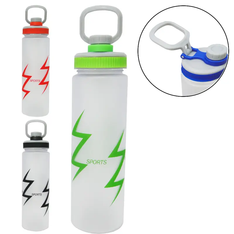 GARRAFA SQUEEZE DE PLASTICO AS EMBORRACHADO COM TUBO DE GELO + TAMPA E ALCA COLORS 900ML