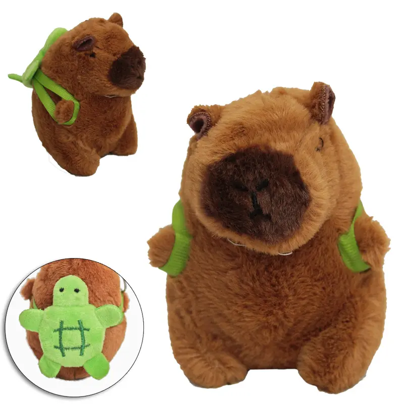 CHAVEIRO DE PELUCIA CAPIVARA COM MOCHILA TARTARUGA 10X8X8CM