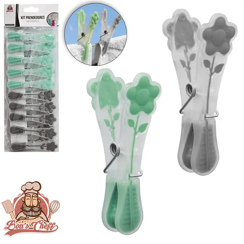 PRENDEDOR DE ROUPA DE PLASTICO COM PONTA EMBORRACHADA MARGARIDA COLORS 10 PECAS 8X1,5CM