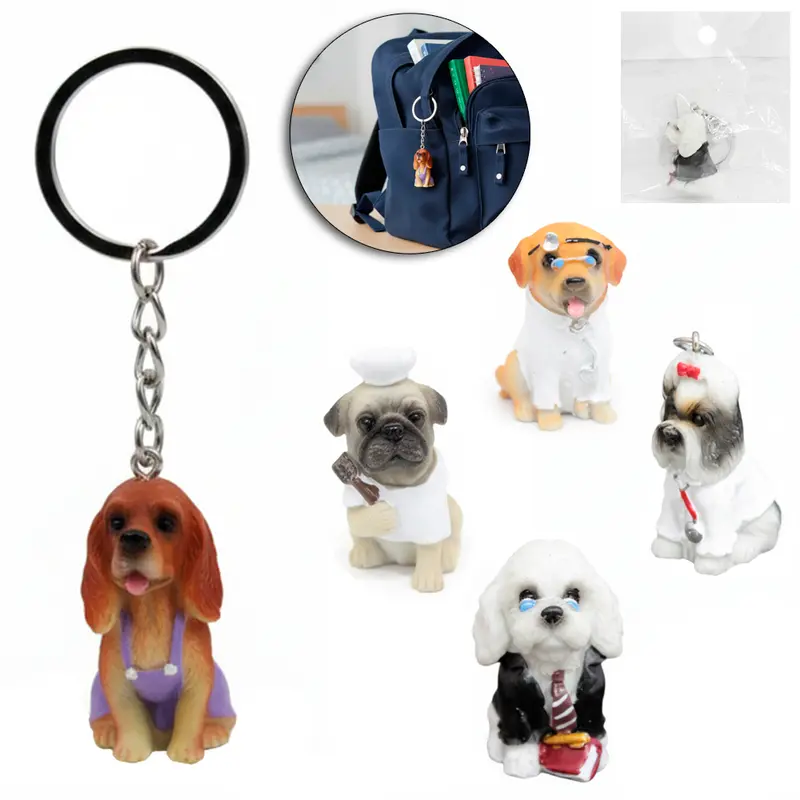 CHAVEIRO DE RESINA CACHORRO COM ROUPA 4,2CM