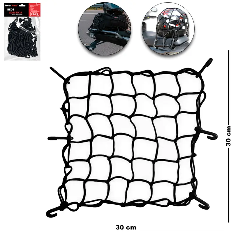 ELASTICO TIPO ARANHA PARA BAGAGEIRO / CAPACETE 30X30CM