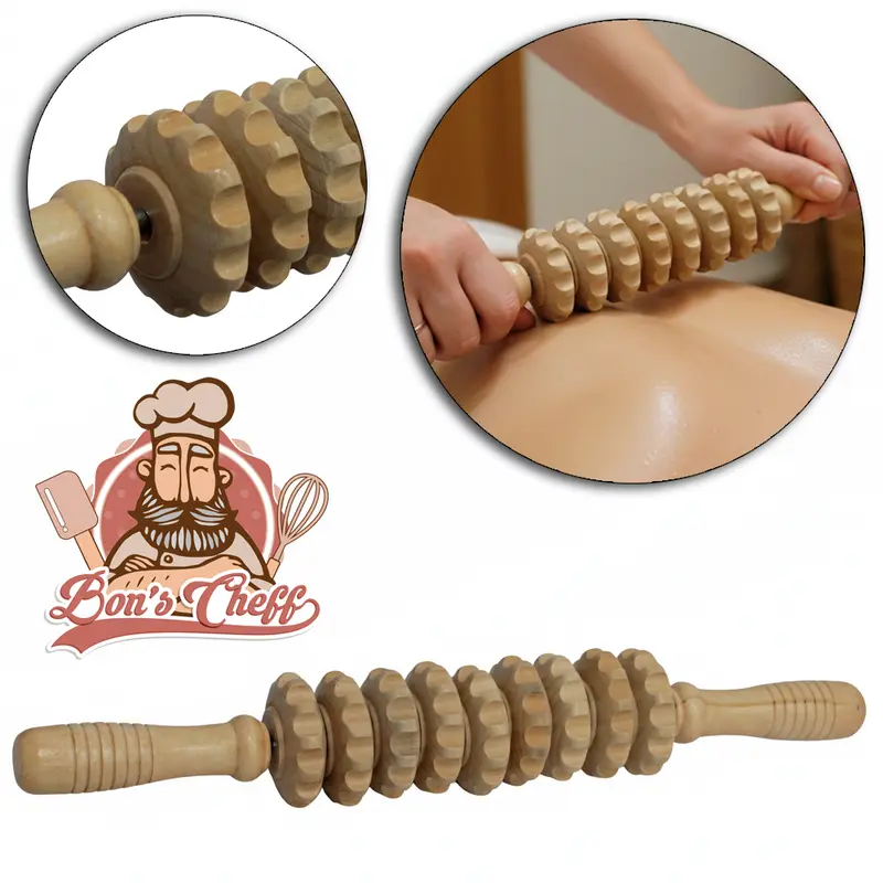 MASSAGEADOR MANUAL DE MADEIRA ROLO 38X5CM DE Ø