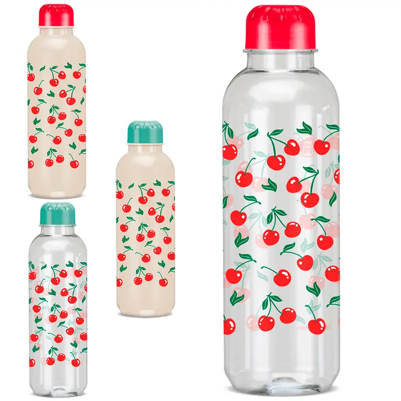 GARRAFA SQUEEZE DE PLASTICO PET REFIL CEREJA 1L