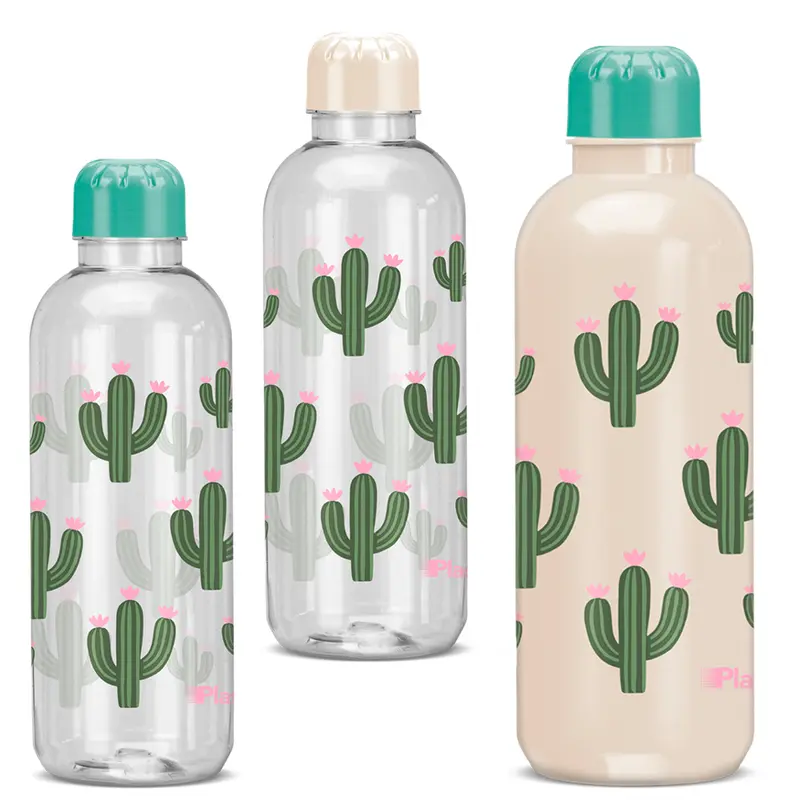 GARRAFA SQUEEZE DE PLASTICO PET REFIL CACTOS 600ML