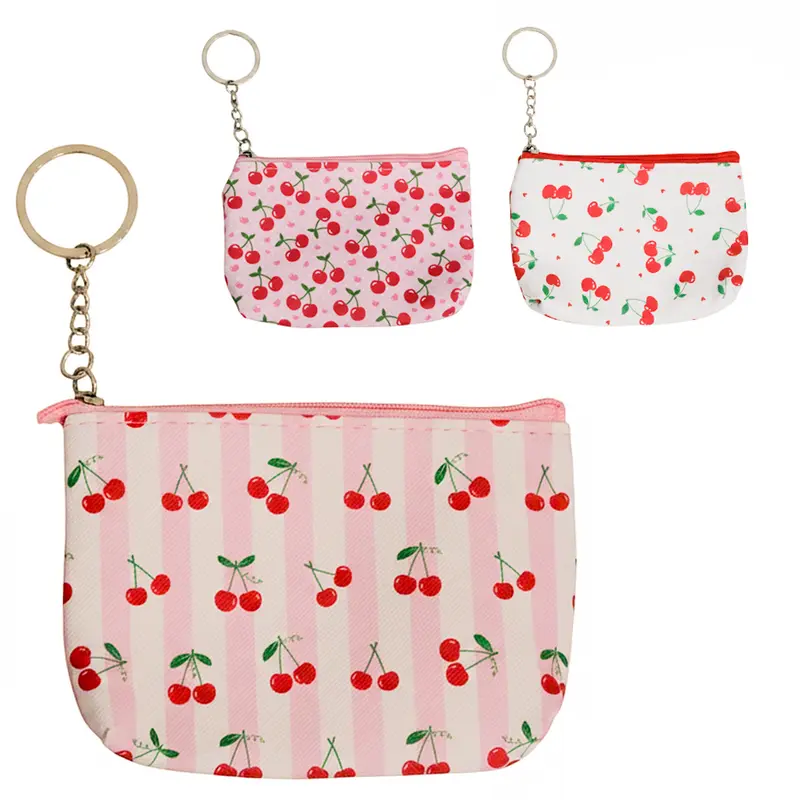 PORTA MOEDAS / NIQUEL DE PVC RETANGULAR CEREJA COM ZIPER VERSY 12X8X3CM