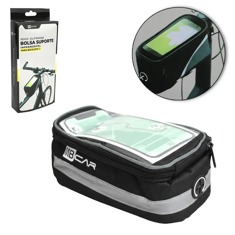 NECESSAIRE / BOLSA SUPORTE IMPERMEAVEL PORTA CELULAR PARA BIKE 19X10,5X8,5CM MB CAR