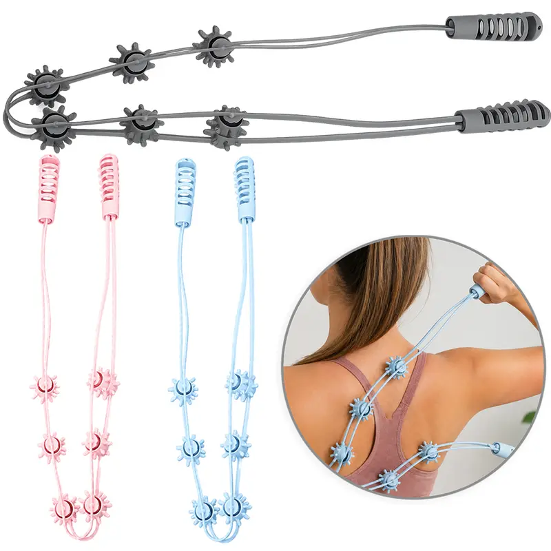 CORDA DE ROLO MASSAGEADOR MANUAL DE PLASTICO COM 12 RODINHAS 95CM