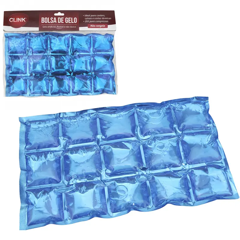 BOLSA DE GELO FLEXIVEL ECOLOGICO DE PLASTICO AZUL NA SOLAPA