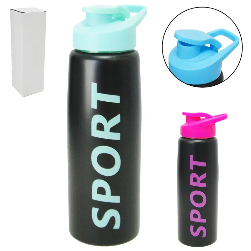GARRAFA SQUEEZE DE INOX SPORT COM TAMPA + ALCA DE PLASTICO COLORS 1L NA CAIXA