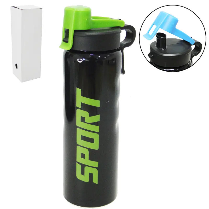 GARRAFA SQUEEZE DE INOX SPORT COM TAMPA + ALCA DE PLASTICO COLORS 850ML NA CAIXA