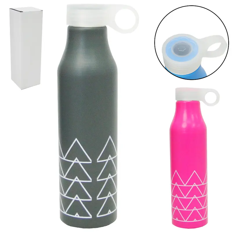 GARRAFA SQUEEZE DE ALUMINIO ESTAMPADO COM TAMPA + ALCA DE PLASTICO COLORS 700ML NA CAIXA
