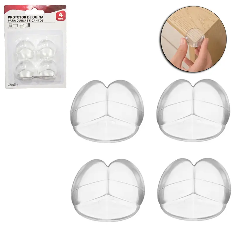 PROTETOR DE PVC PARA QUINA DE MESA COM 4 PECAS 3X2,4CM MB HOUSE