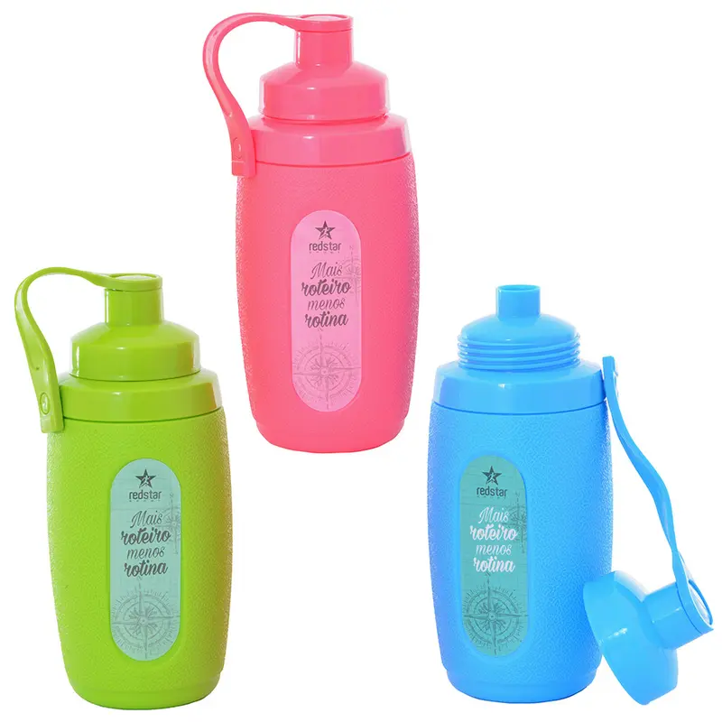 GARRAFA SQUEEZE DE PLASTICO PP WATER BOTTLE COM TAMPA + ALCA COLORS 800ML