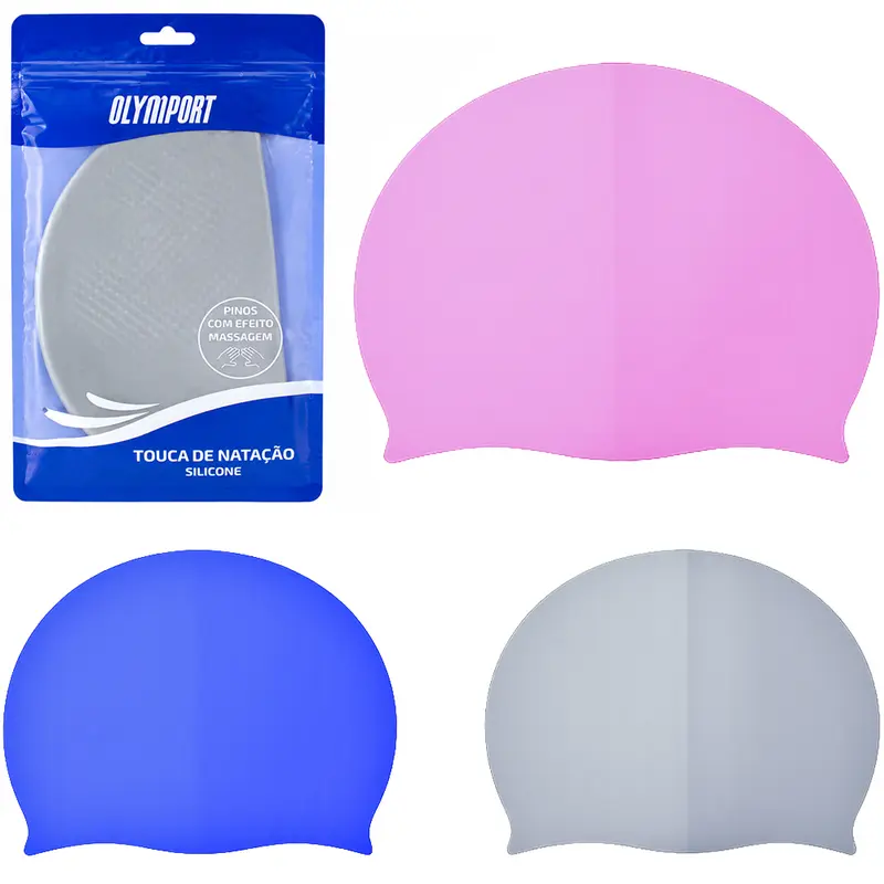 TOUCA DE NATACAO DE SILICONE PINOS COM EFEITO MASSAGEM ADULTO TAMANHO UNICO 22X19CM