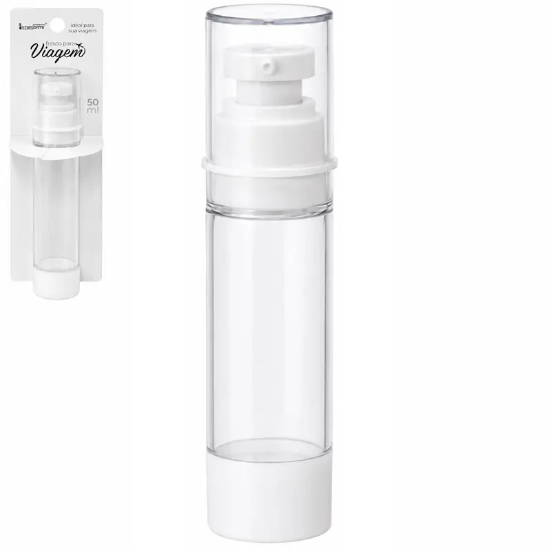 FRASCO VALVULA PUMP DE PLASTICO PARA VIAGEM COM TAMPA 50ML