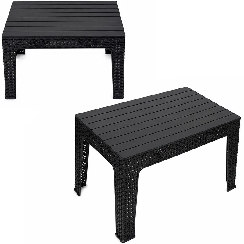 MESA DE PLASTICO RETANGULAR RATTAN PRETA 70X45CM