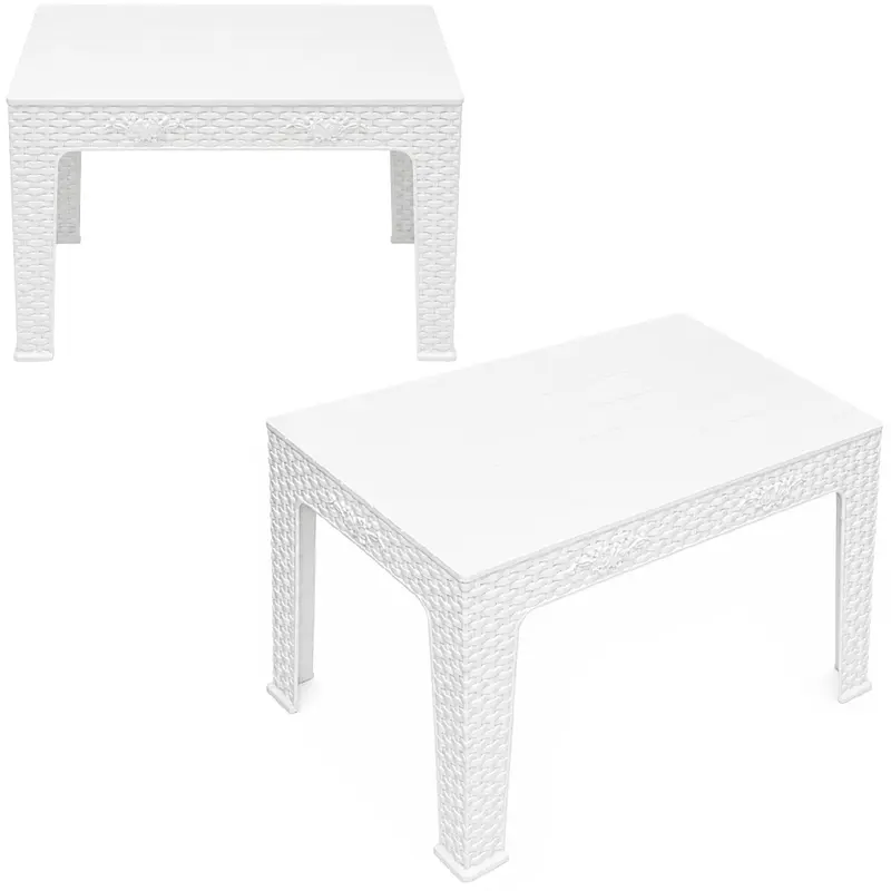 MESA DE PLASTICO RETANGULAR RATTAN BRANCA 70X45CM