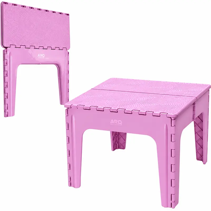 MESA DOBRAVEL DE PLASTICO RETANGULAR ROSA 57,5X55X42,5CM