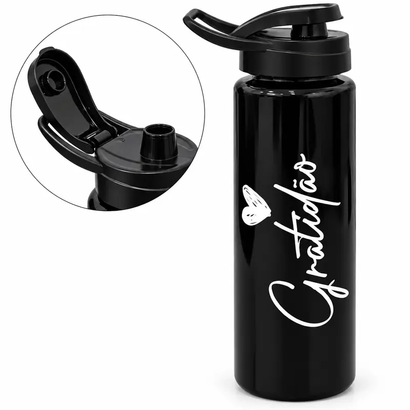 GARRAFA SQUEEZE DE PLASTICO PET GRATIDAO COM TAMPA E ALCA 750ML