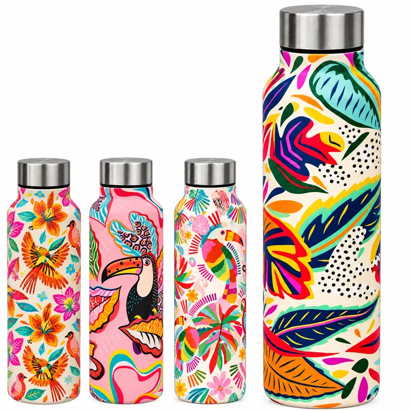 GARRAFA SQUEEZE DE INOX TROPICAL COM TAMPA 800ML