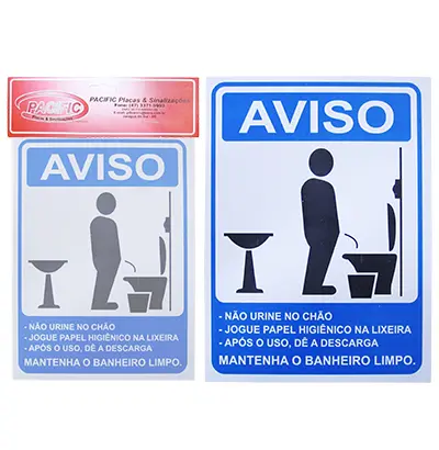 PLACA INDICATIVA AVISO MATENHA O BANHEIRO LIMPO MASCULINO 15X20CM