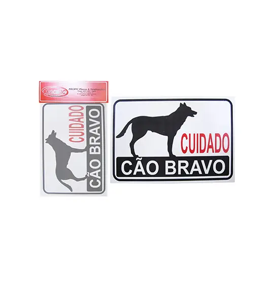 PLACA INDICATIVA CUIDADO CAO BRAVO 20X30CM