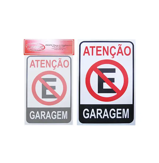 PLACA INDICATIVA ATENCAO GARAGEM 20X30CM