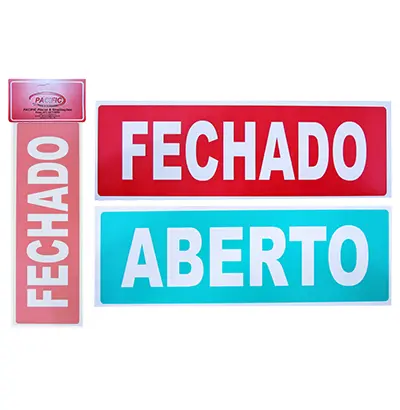 PLACA INDICATIVA ABERTO/FECHADO 10X30CM