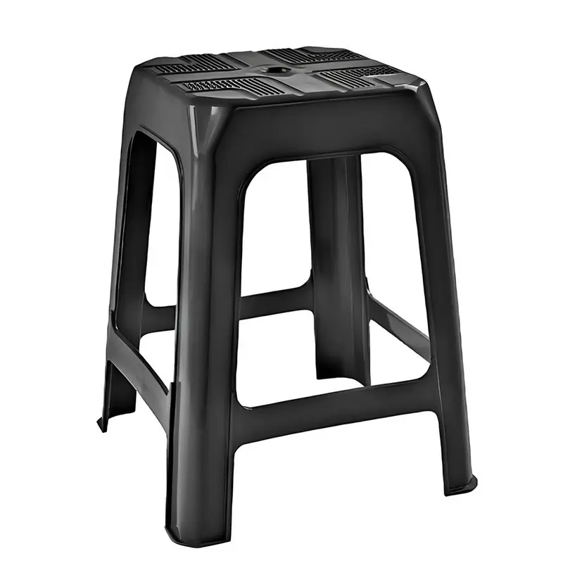 BANQUETA DE PLASTICO QUADRADA PRETO 45X35CM