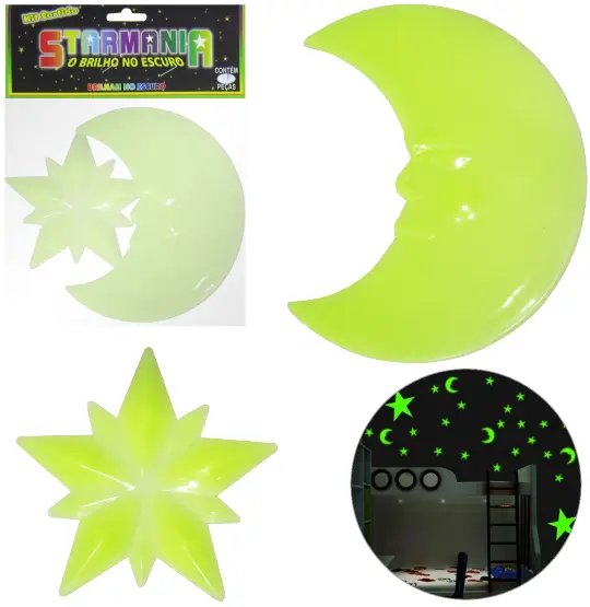 ESTRELA / LUA MISTICO BRILHA NO ESCURO STARMANIA COM 2 PECAS NA SOLAPA