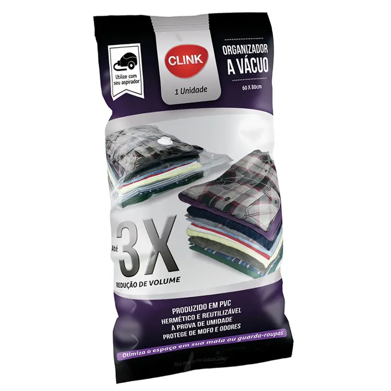 SACO A VACUO 60X80CM PARA GUARDAR ROUPAS / TOALHAS / ALMOFADAS