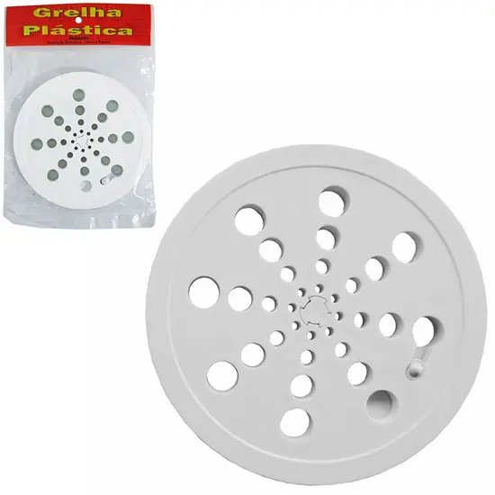 GRELHA / RALO DE PLASTICO REDONDO BRANCO ABRE E FECHA 150MM
