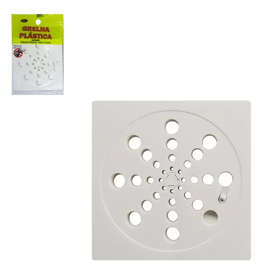 GRELHA / RALO DE PLASTICO QUADRADO BRANCO ABRE E FECHA 100MM