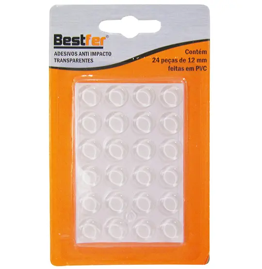 PROTETOR DE PVC TIPO PINGO REDONDO AUTOADESVIO MEDIO COM 24 PECAS 12MM DE Ø
