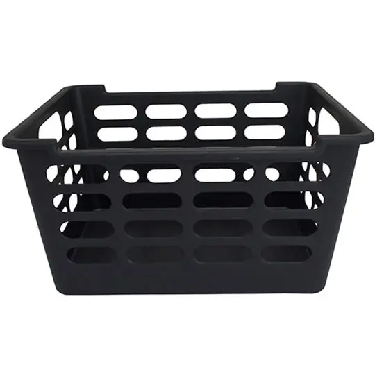 CESTO ORGANIZADOR DE PLASTICO RETANGULAR COM ALCA ATENAS PRETO PEQUENO 29X24,5X15,5CM