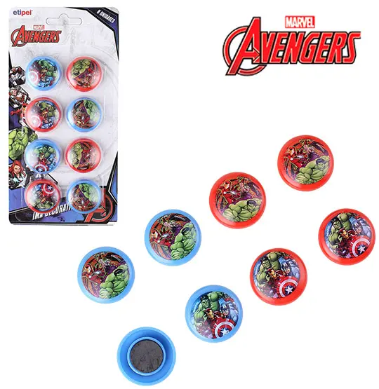 IMA PRENDEDOR MAGNETICO MULTIUSO VINGADORES/AVENGERS COLORS COM 8 PECAS 3CM DE Ø