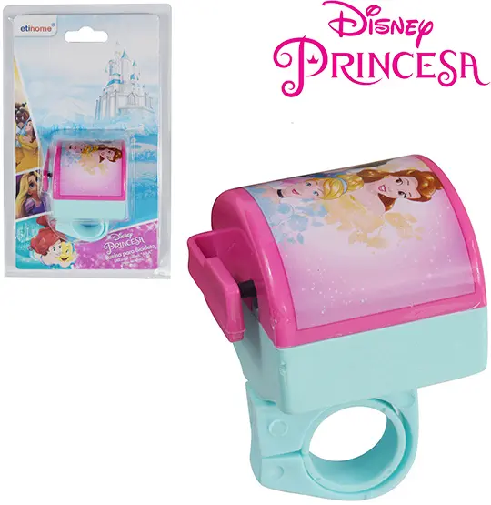 BUZINA PARA BICICLETA INFANTIL PRINCESAS COM CABECA MOVEL A PILHA NA CARTELA