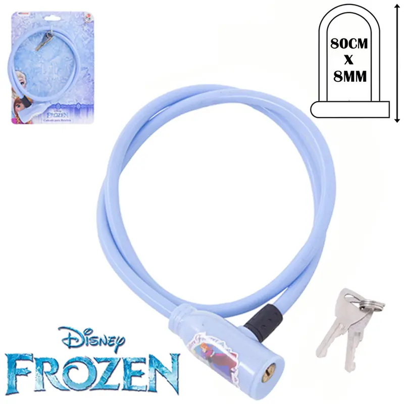 CADEADO TRAVA DE BICICLETA / MOTO INFANTIL AZUL 80CMX8MM NA CARTELA FROZEN