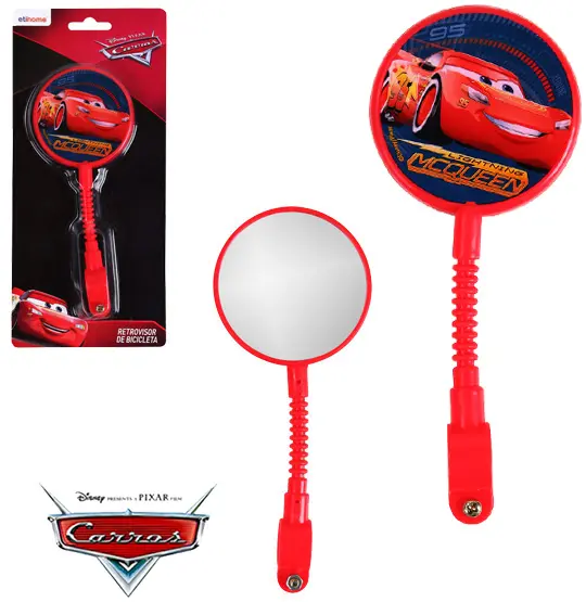 RETROVISOR PARA BICICLETA INFANTIL CARROS VERMELHO 17,5CM NA CARTELA