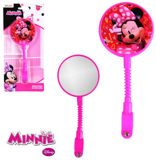 RETROVISOR PARA BICICLETA INFANTIL MINNIE ROSA 17,5CM NA CARTELA