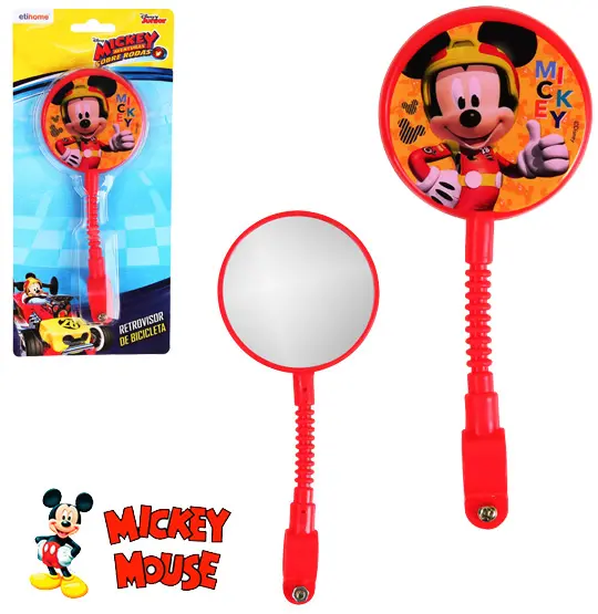 RETROVISOR PARA BICICLETA INFANTIL MICKEY VERMELHO 17,5CM NA CARTELA
