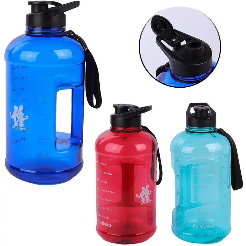 GARRAFA SQUEEZE DE PLASTICO PET MOTIVACIONAL COM TAMPA E ALCA TRANSCOLOR 2,2L