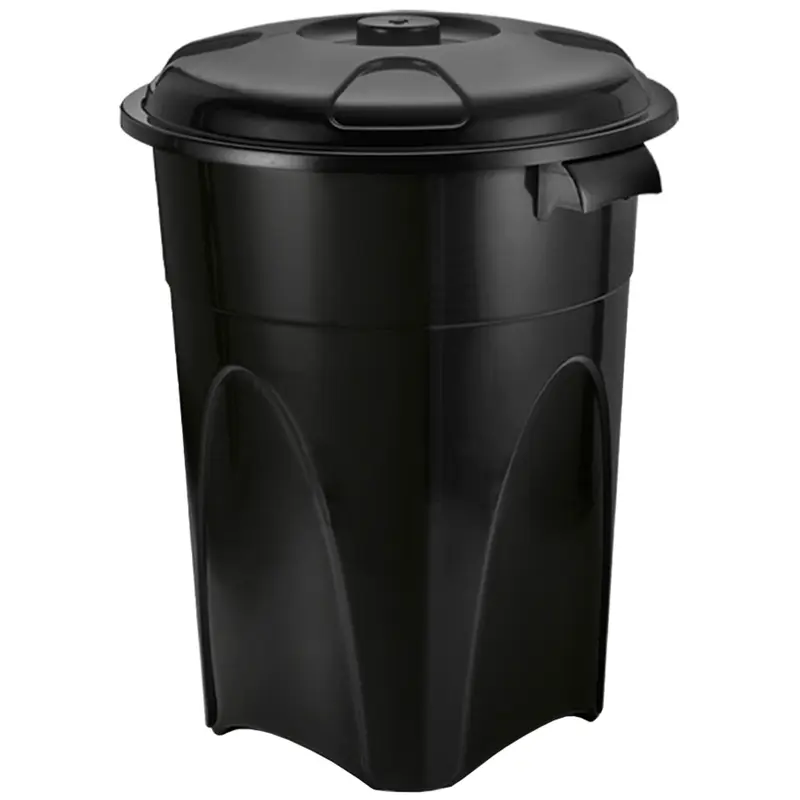 LIXEIRA CESTO DE PLASTICO REDONDO PRETO BLACK 100L