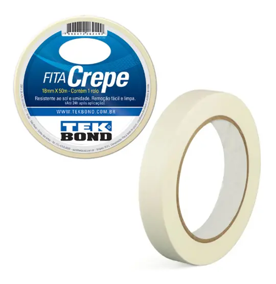 FITA ADESIVA CREPE BRANCA MULTIUSO 18MMX50M