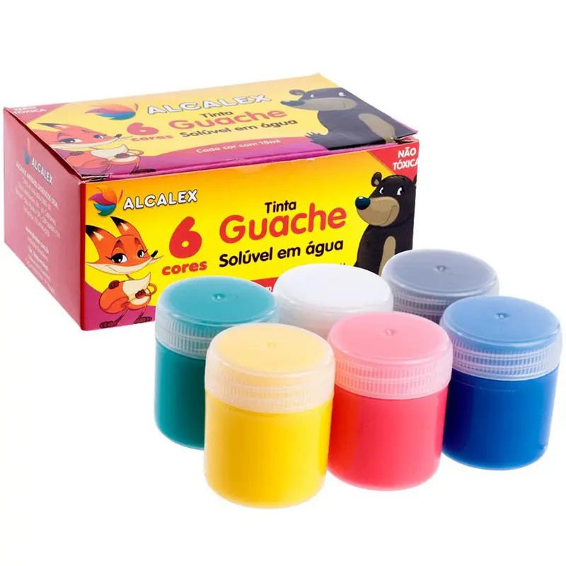 TINTA GUACHE COM 6 CORES 15ML NA CAIXA
