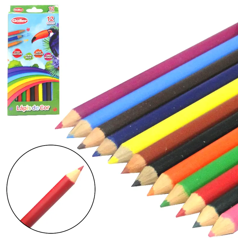 LAPIS DE COR REDONDO COM 12 CORES